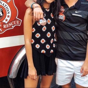 Red and black crochet romper